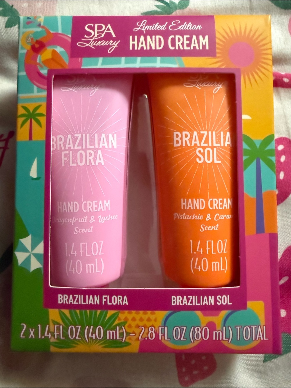 Spa Luxury Limited Edition Brazilian Flora & Sol Hand Cream Duo - Pink & Orange